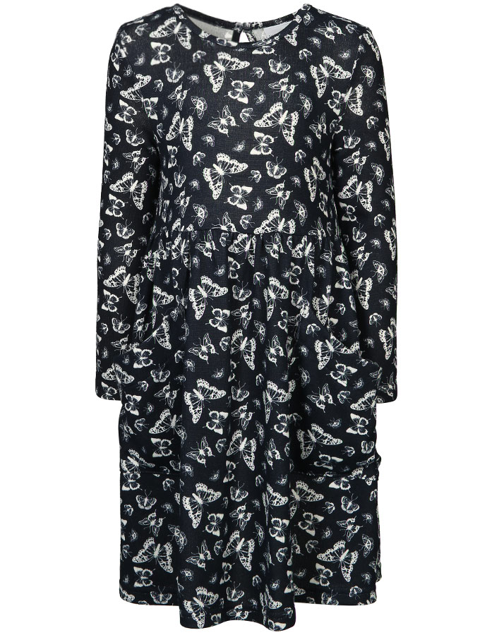 Langarm-Kleid FARFALLA AOP in navy