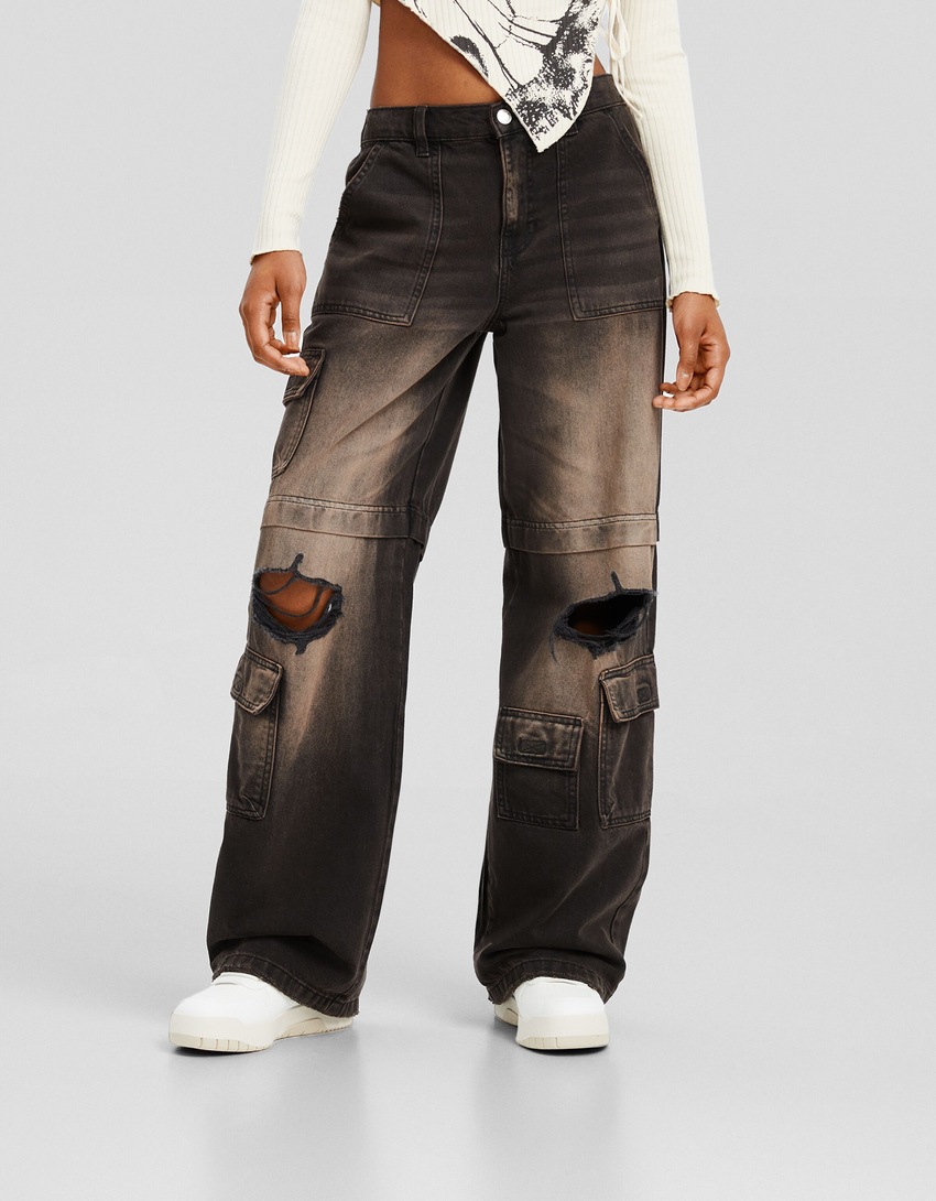 calça cargo rasgada