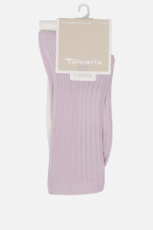 Tamaris Rib Sokken 2-pack paars Textiel