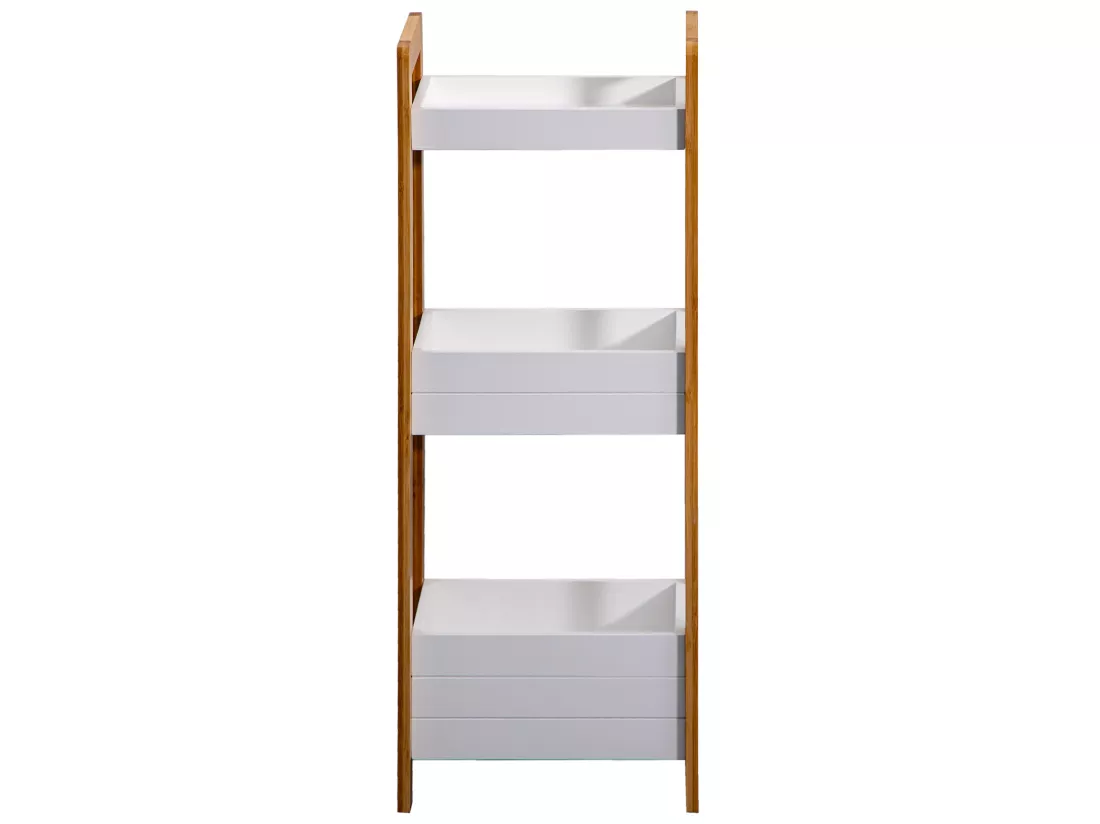 Étagère en échelle Meuble de salle de bain 3 étagères MDF Bambu Blanc