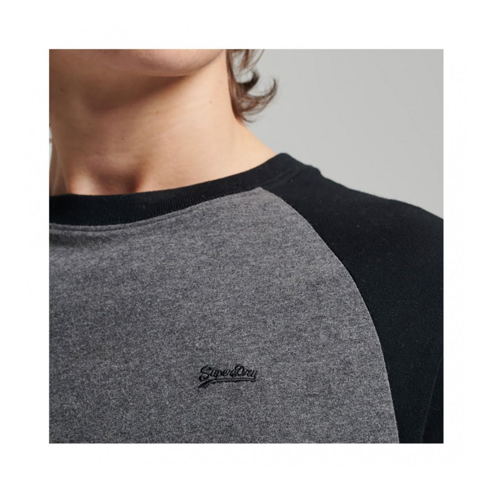 Superdry VINTAGE BASEBALL - Tee-shirt Homme rich charcoal marl/black