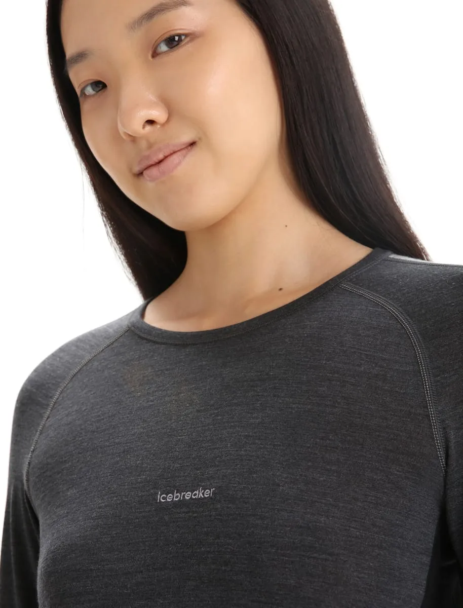 Icebreaker Women's 125 Zoneknit™ Long Sleeve Crew Jet Heather/Black/Metro Heather/Cb