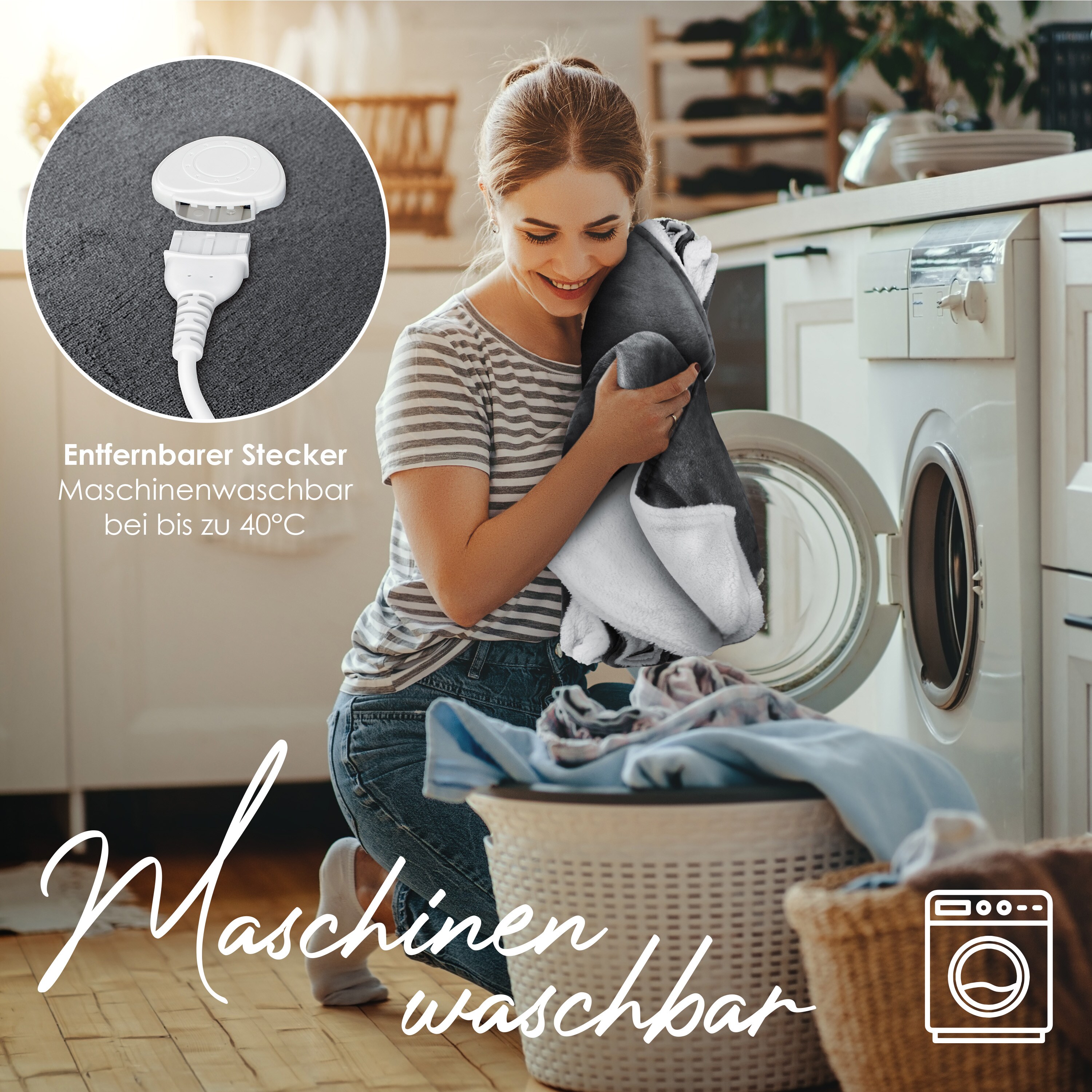 KESSER® Heizdecke mit Abschaltautomatik Doppelseitig Elektrische Wärmedecke | Kuscheldecke Bett, Sofa | 9 Temperaturstufen | waschbar bis 40°C | mit Timer Digitalanzeige