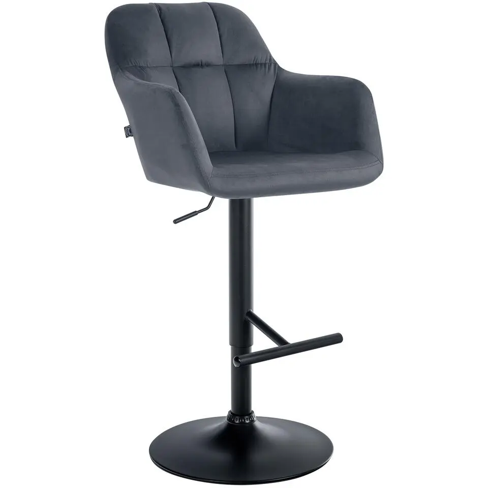 CLP Barkruk Natoma zwart Frame - Fluweel - donkergrijs