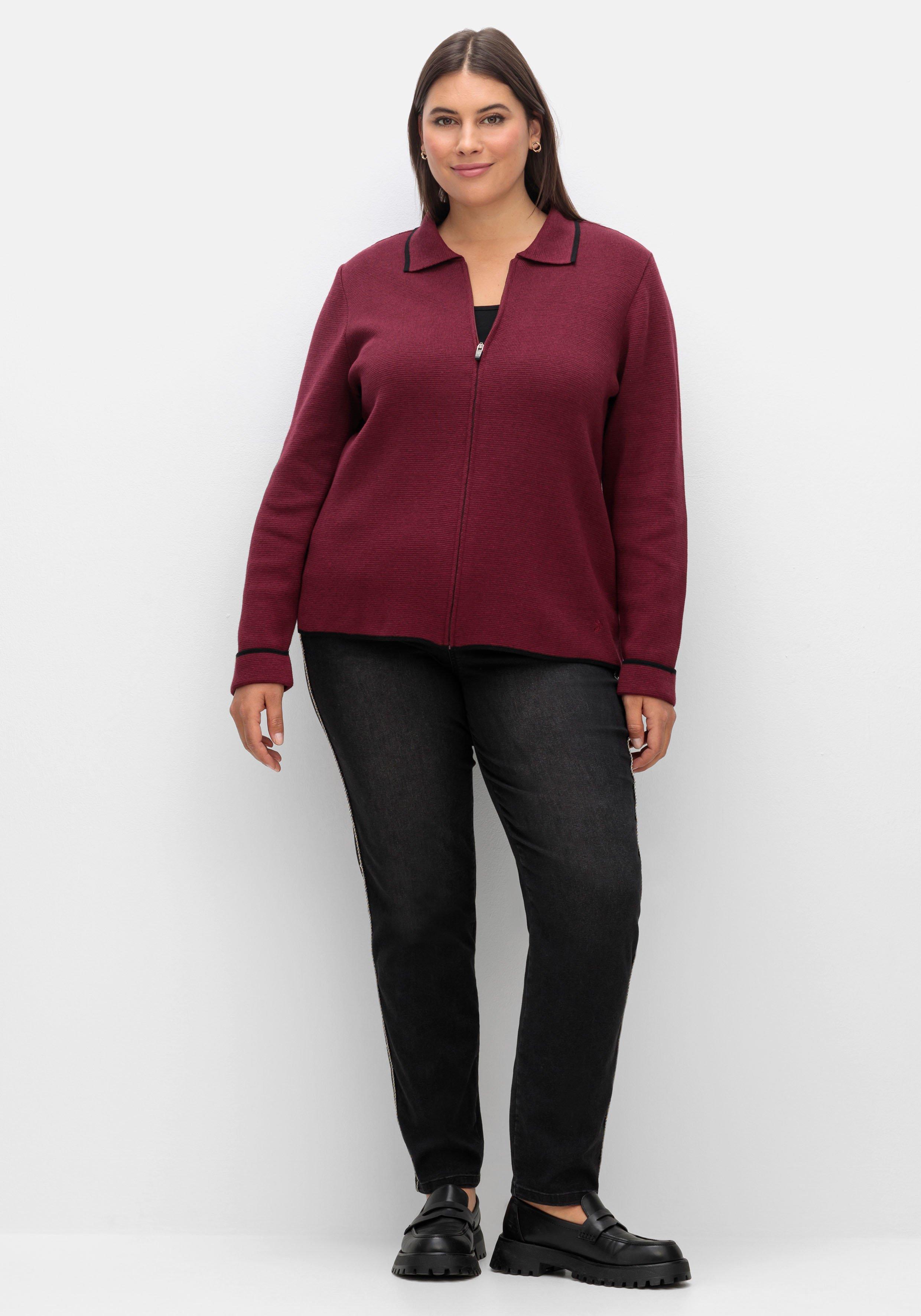 Strickjacke mit Polokragen und Reißverschluss