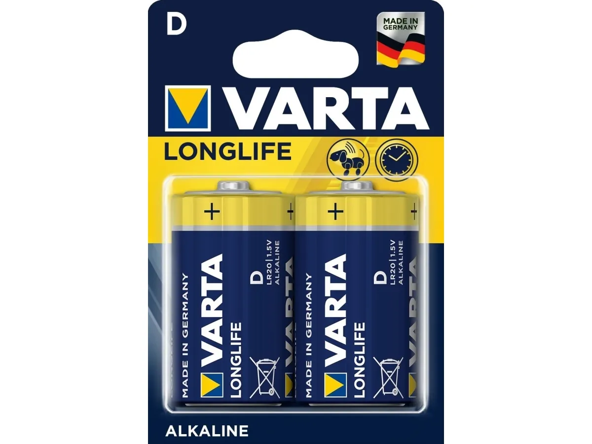 Varta LONGLIFE C Bli 2 C-batteri R14 alkalisk-mangan 7600 mAh 1,5 V 2 stk