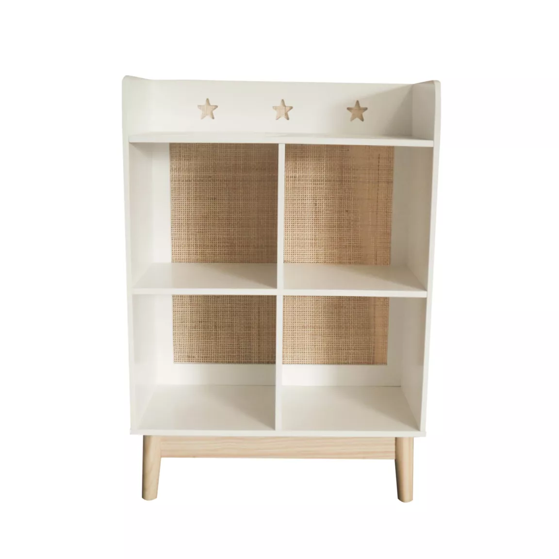 Meuble de rangement enfant bois 4 niches (H86 cm) Stars Blanc