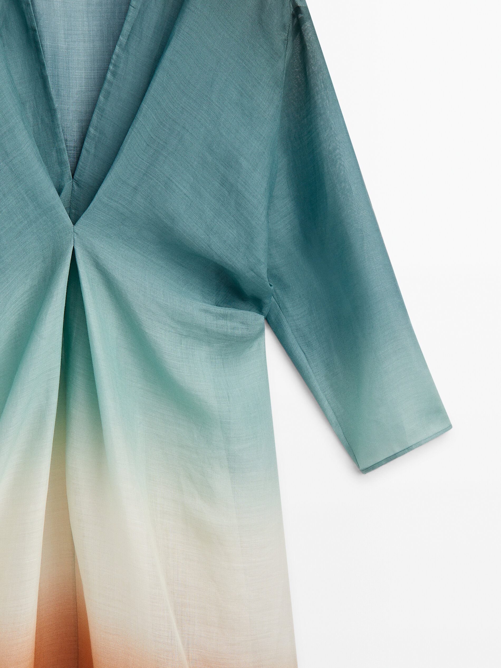 Vestido túnica com pregas graduadas - TURQUESA