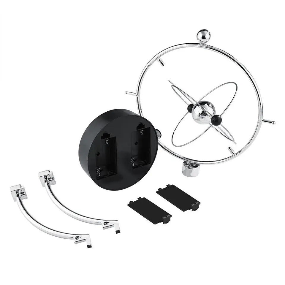 Kinetisches Physik Modell Büro Schreibtisch Deko Himmelskugel Perpetual Rotation (Batteriebetrieben) - Silber