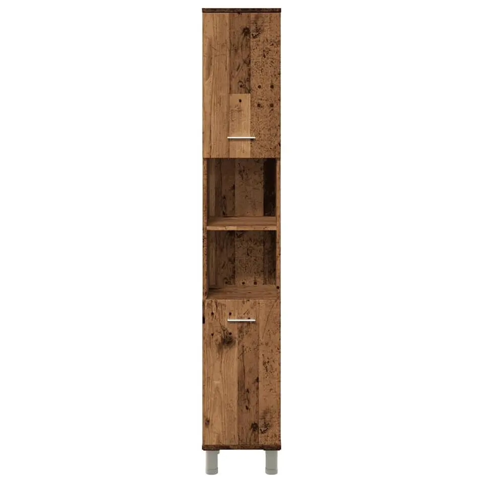 vidaXL - Kolomkast met 2 deuren 2 vakken oud hout - Bewerkt hout - 30x30x179 cm