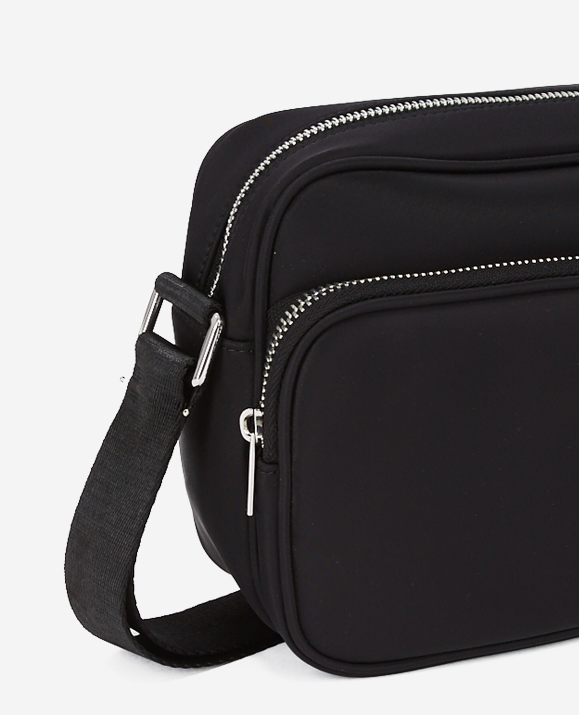 Sacoche en nylon noir zip et bandoulière