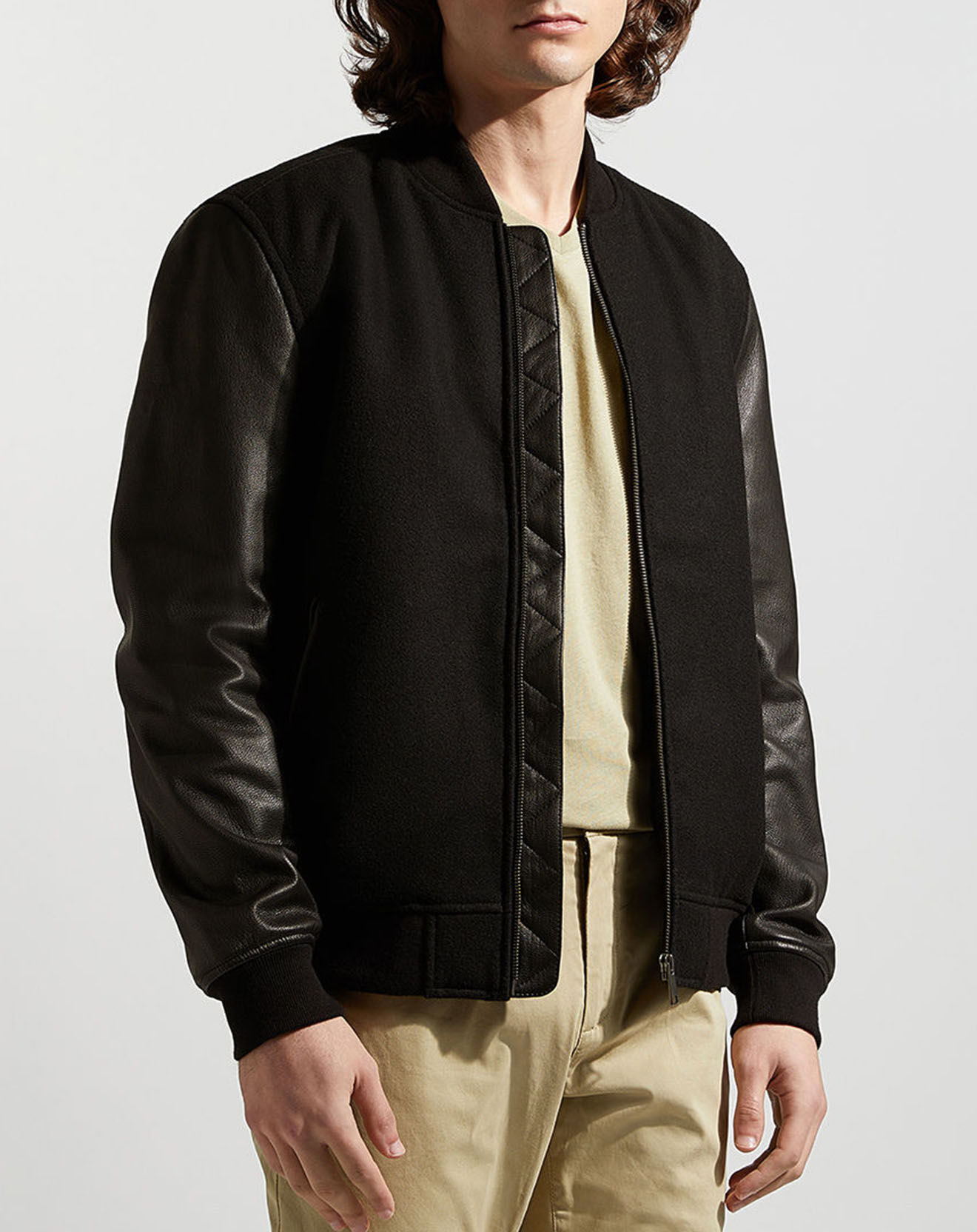 Galeries Lafayette Teddy en Cuir & Laine Parsity  noir