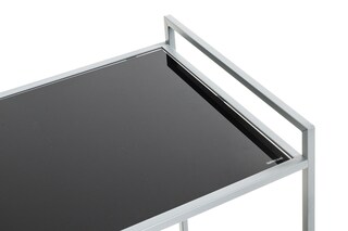 Beistelltisch auf Rollen 50 x 36 cm Glas schwarz lackiert/grau