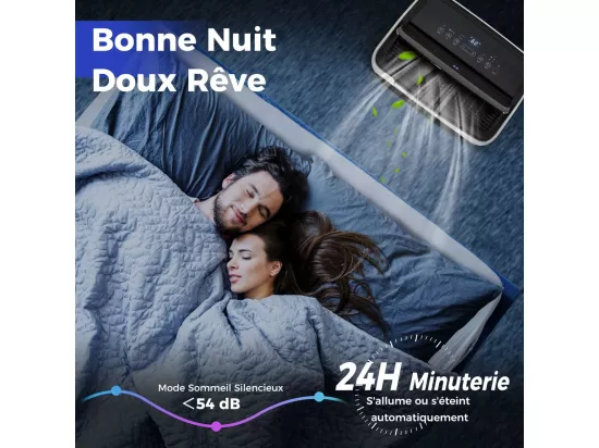 Climatiseur Mobile Silencieux 6 EN 1, Refroidissement,Chauffage,Ventilateur,Déshumidificateur,Mode Nuit,Climatisation Rapide,Clim Mobile (Clim Pro|14000BTU)