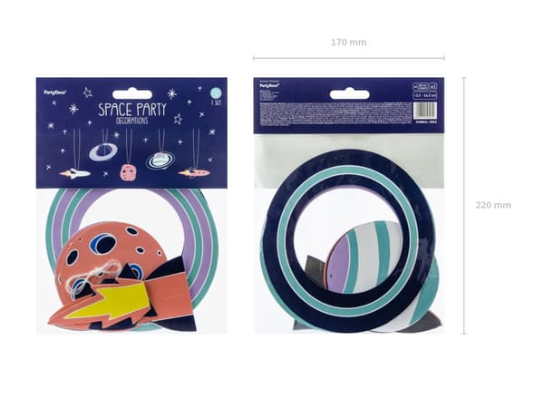 Sett med 5 hengende girlandere med verdensrom figur - Space Party