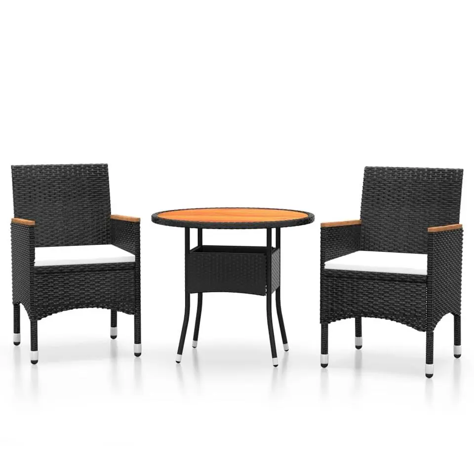 vidaXL - Tuinset - Zwart - Poly rattan - 3 stuks