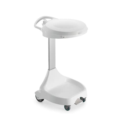 Support sac plastique mobile à pédale pour sac 110L ou 130L blanc Filmop