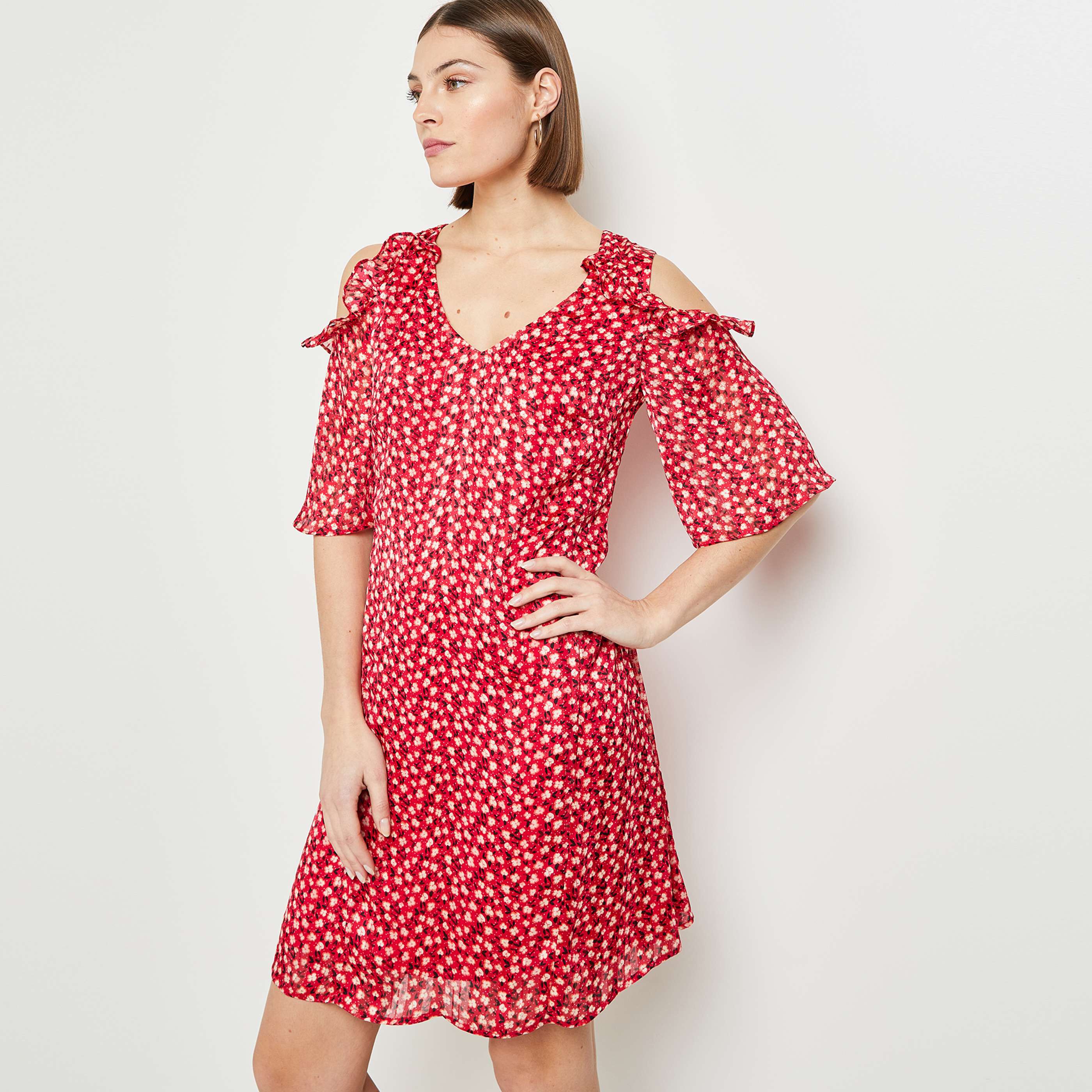 Robe imprimée femme - ROUGE