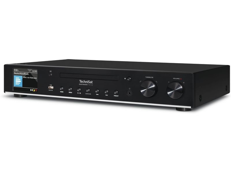 Technisat Radio-Tuner DigitRadio 143 CD V3 Schwarz HiFi-Komponente für DAB Empfang mit Streaming-Funktionen und CD-Player