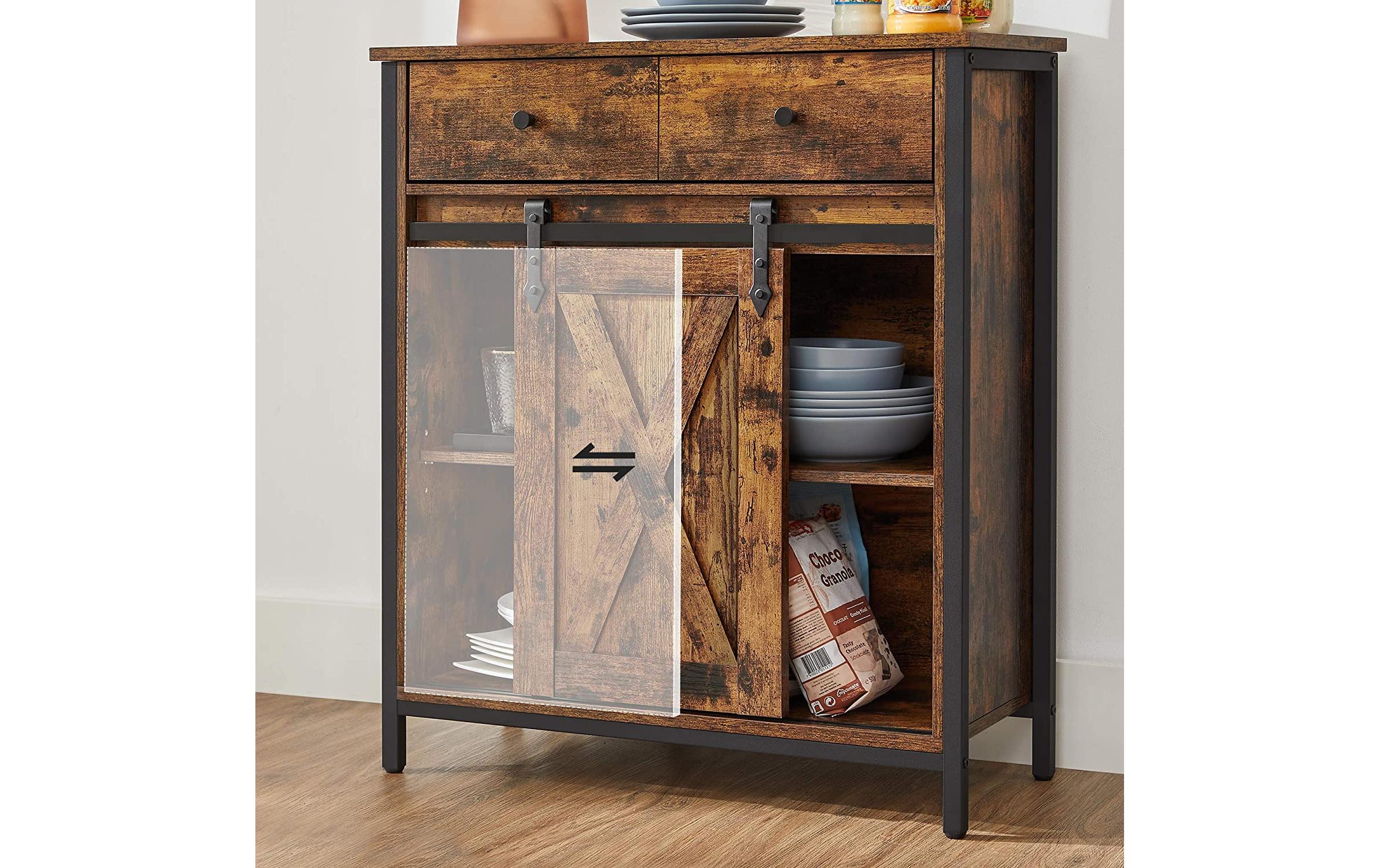 Kommode mit Schiebetür Industrial 30 x 80 cm, Braun<br>Sideboard