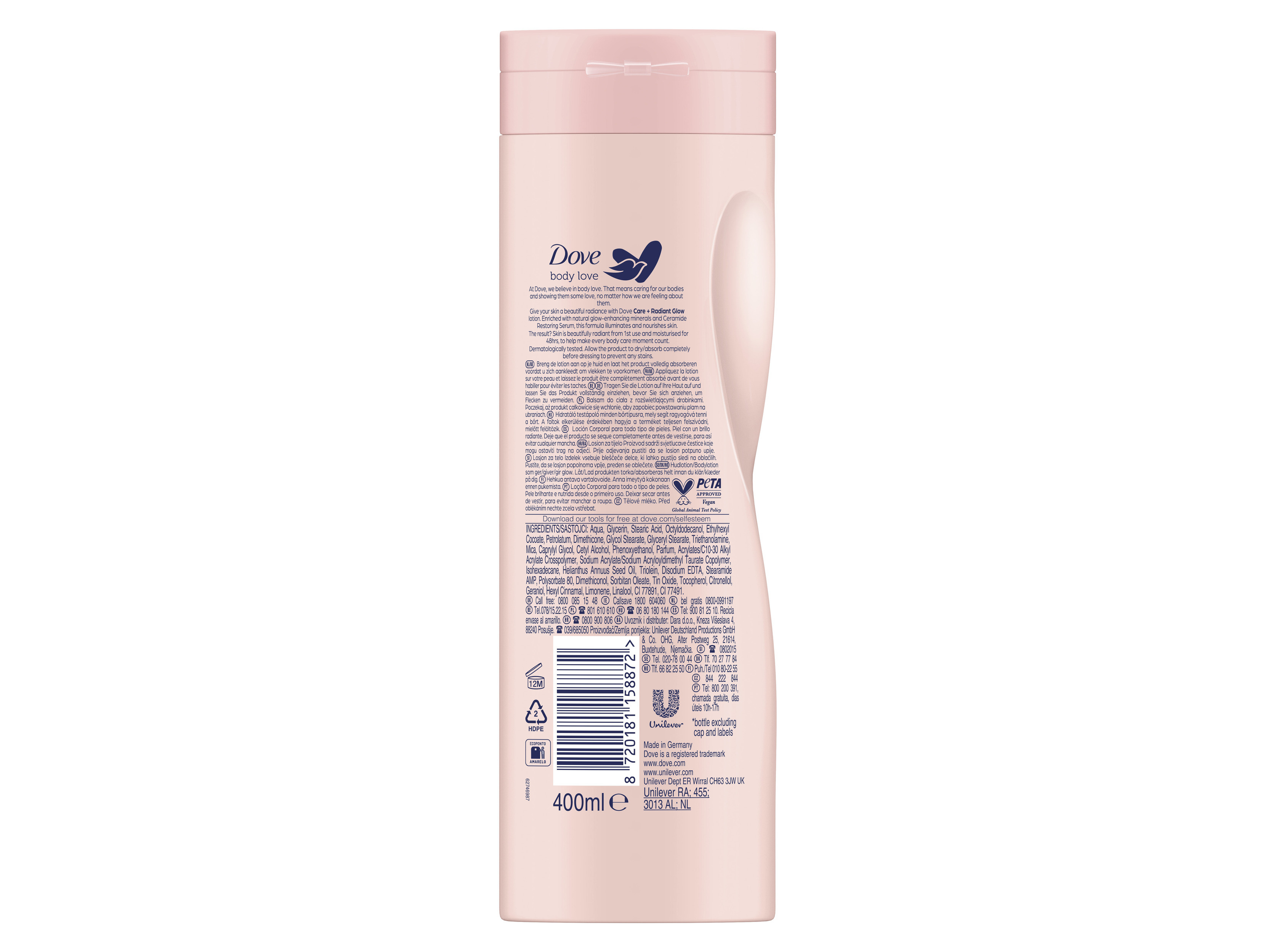 CREME CORPO DOVE CARE   RADIAN GLOW 400 ML
