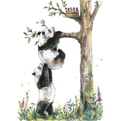 Pandas Birthday Cake Greeting Card