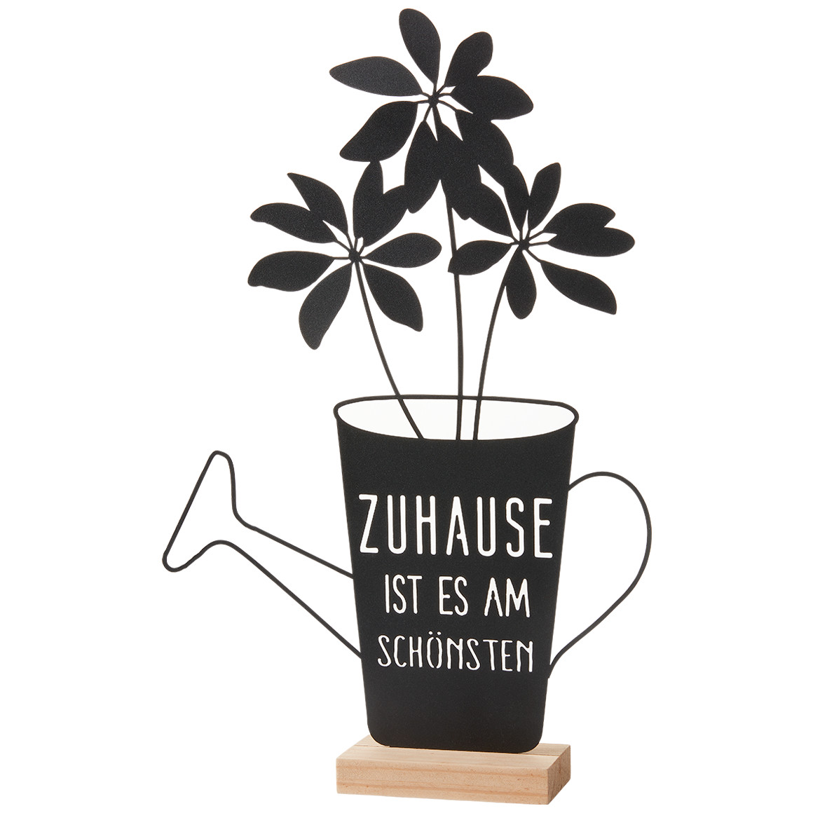 My Home Deko-Aufsteller Gießkanne mit Schriftzug schwarz / natur