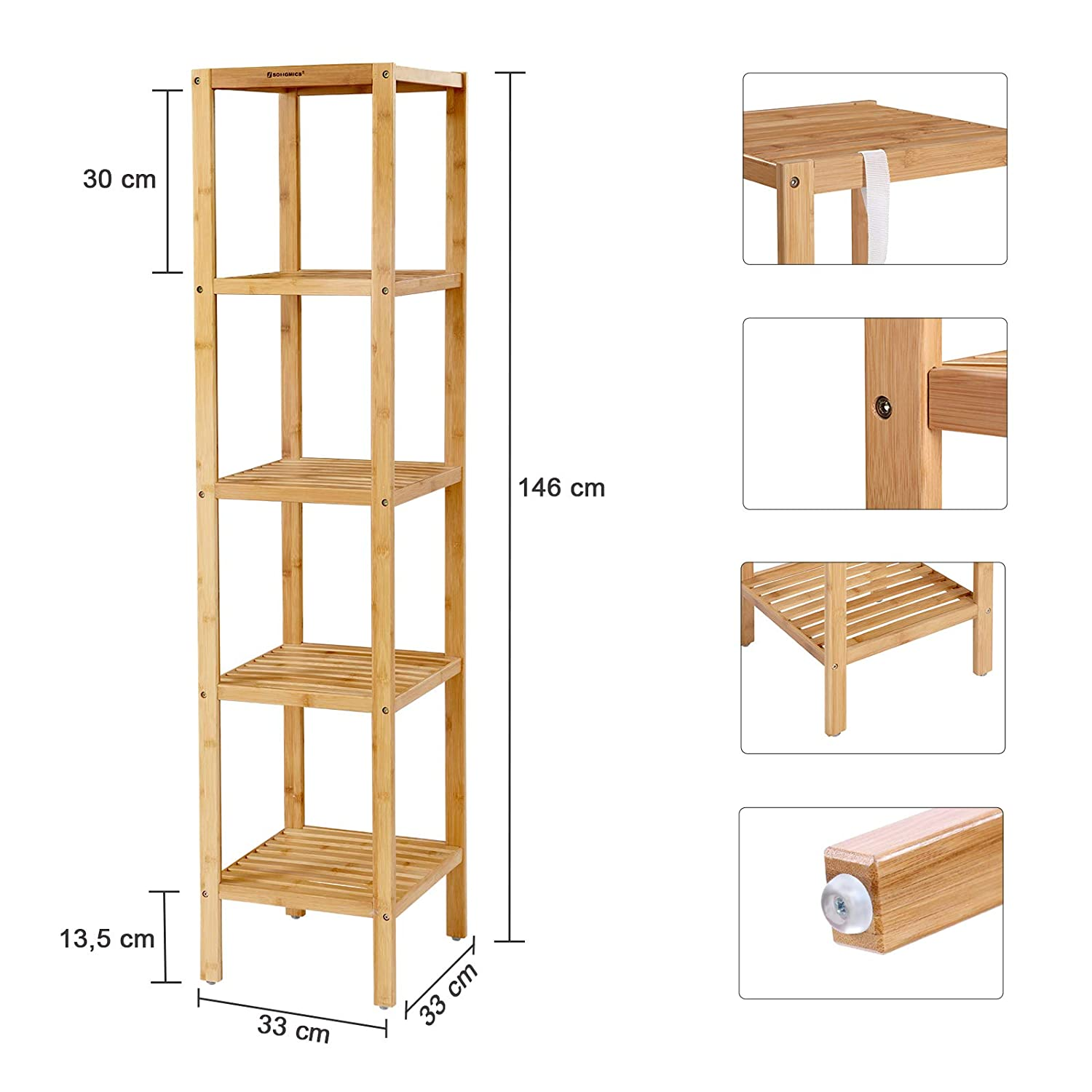 Badkamerrek van naturel bamboe - Indusign 33 x 146 cm