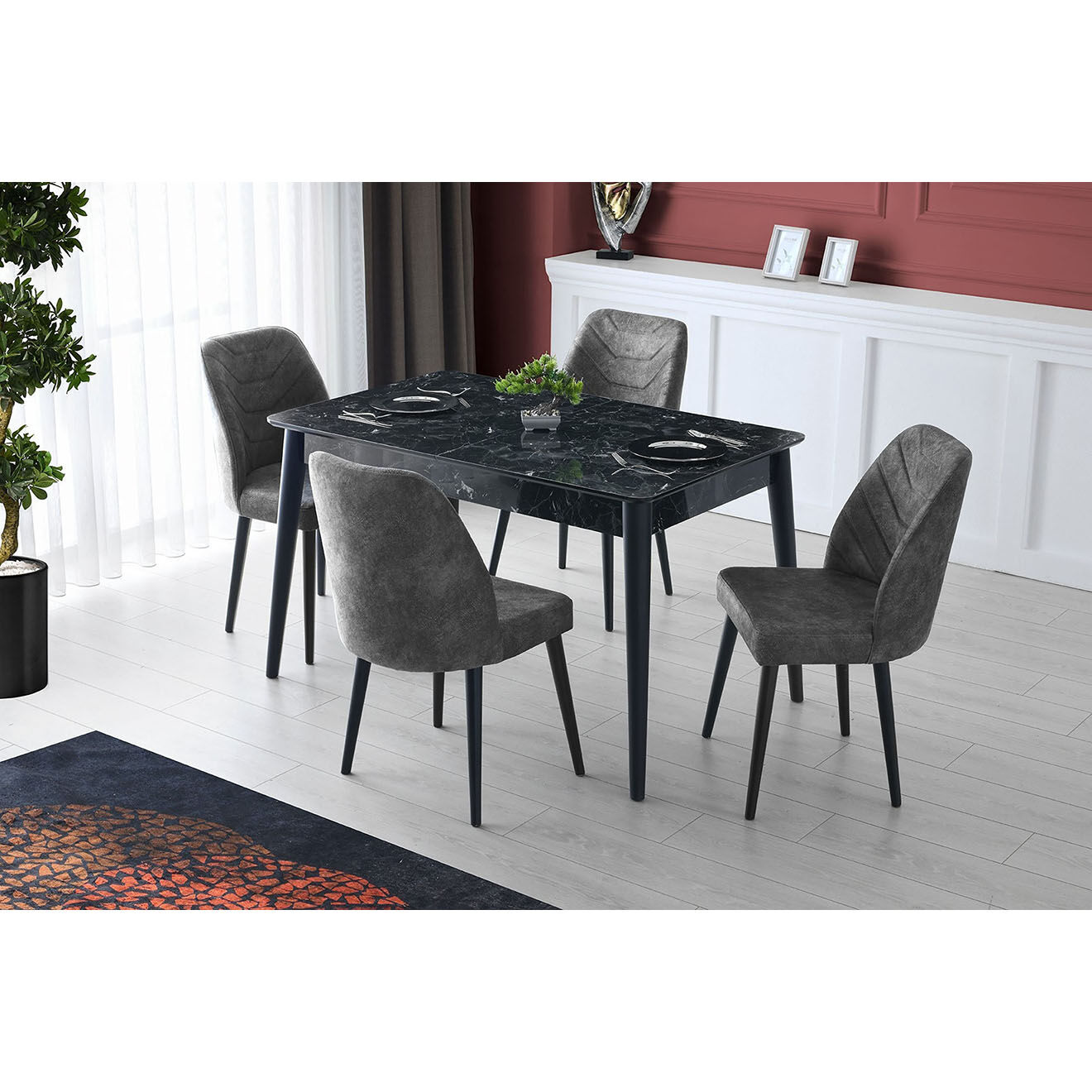 Wooden Art 4 Chaises Dallas anthracite - 50x90x49 cm