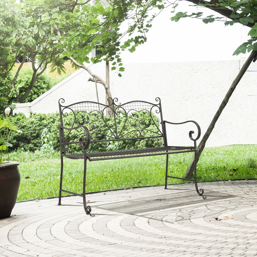 Outsunny Gartenbank mit Rückenlehne braun