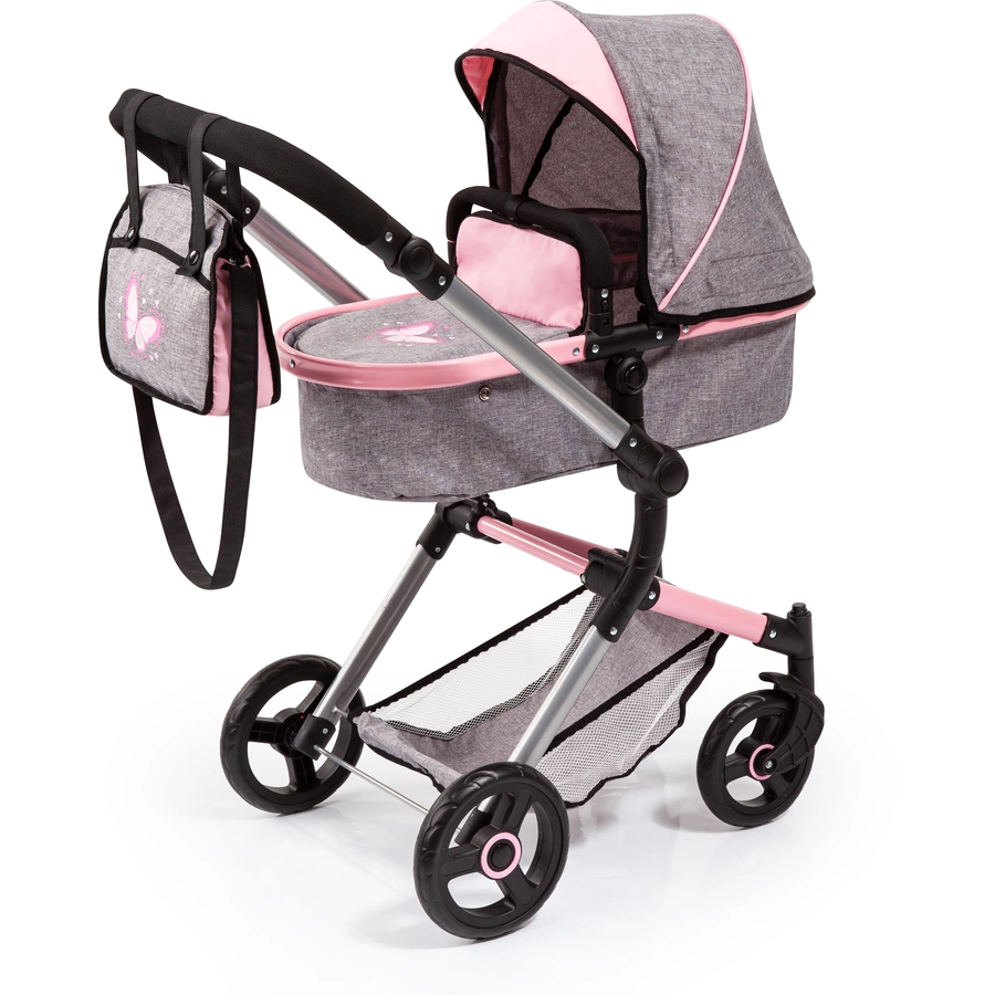 bayer Design Kombi-Puppenwagen Neo Vario graurosa, mit Schmetterling