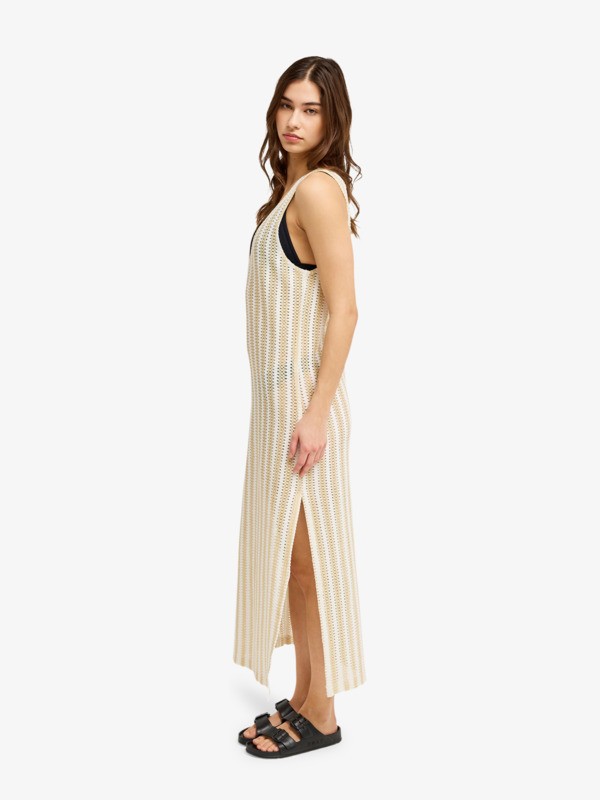 Moana Story Robe longue en crochet Beige Femme