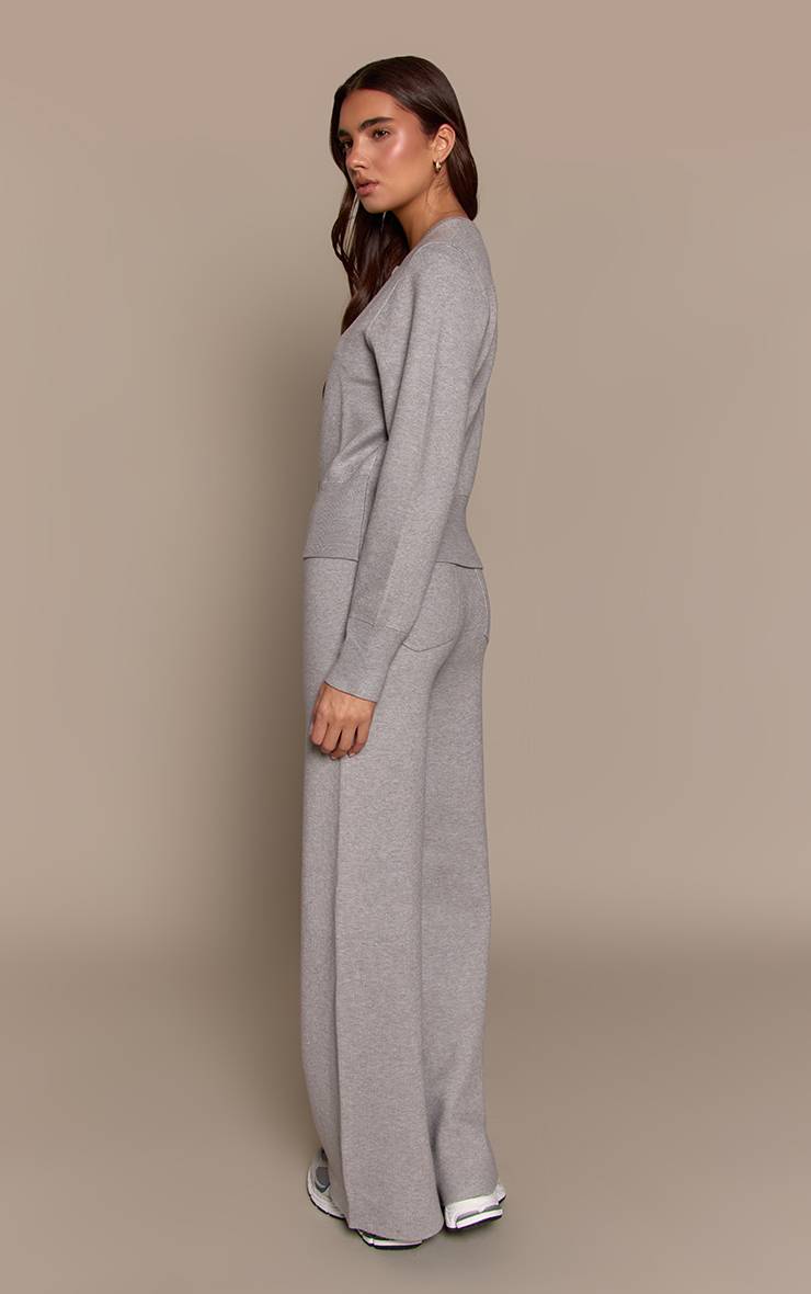 Gris Chiné Pantalon En Maille Compacte