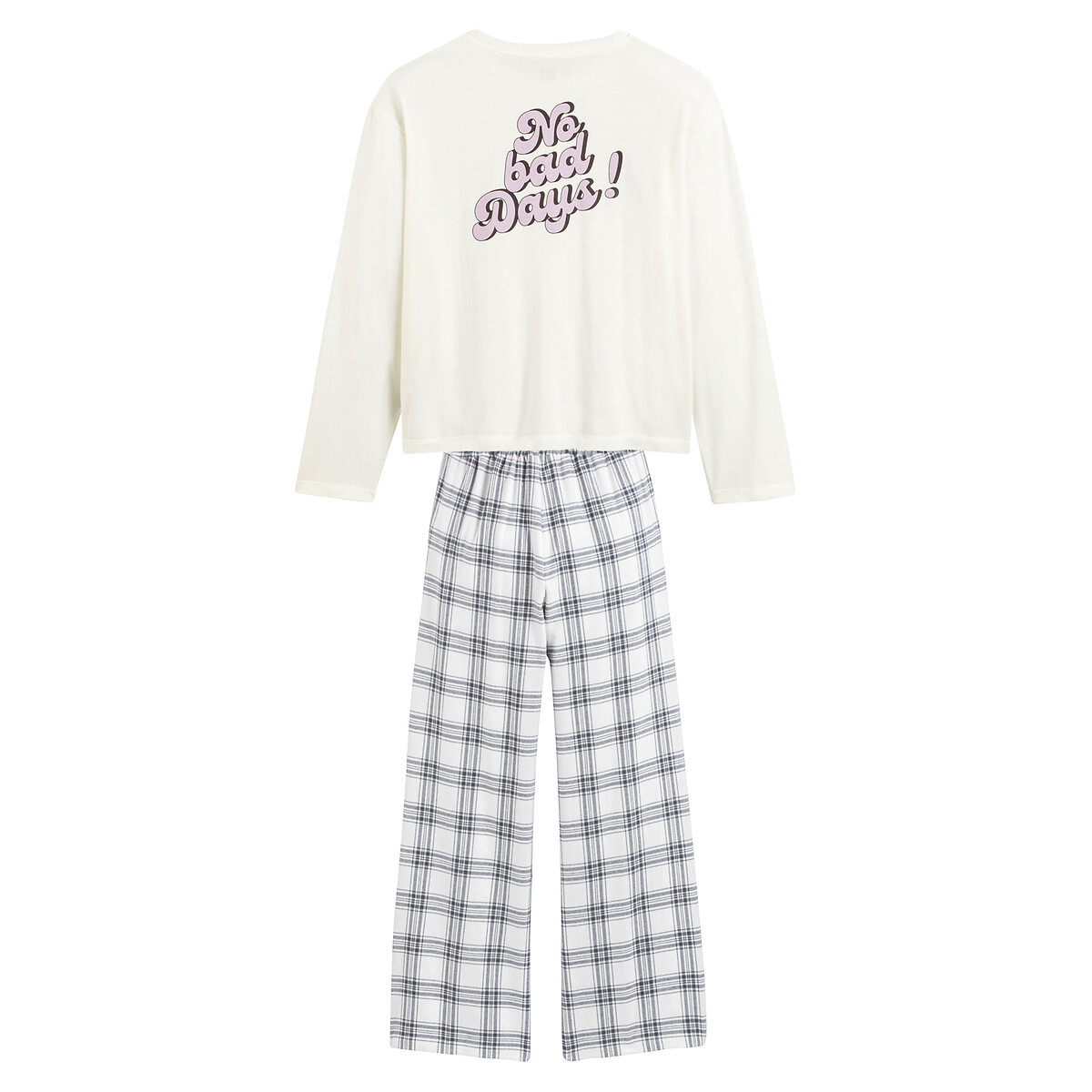 COLEÇÕES LA REDOUTE<br>Pijama com texto, calças xadrez