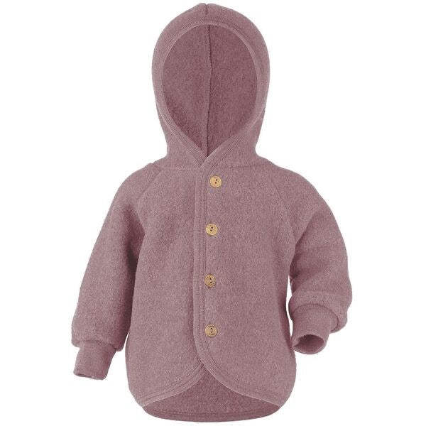 Hooded Cardigan m. Træknapper Rosewood Mélange