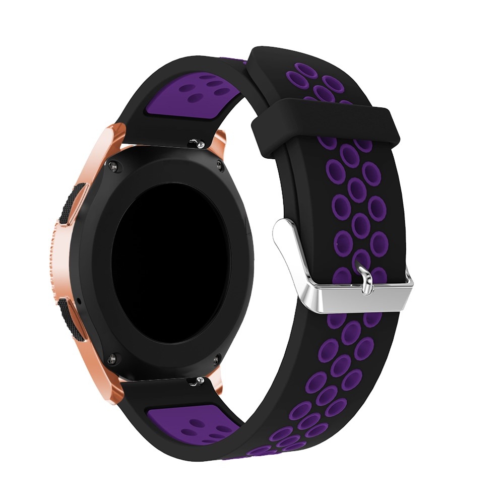 Samsung Galaxy Watch 42mm / Watch Active 2 / Watch Active / Gear Sport Silikon Armband Dual Color Dornschliesse - Schwarz / Lila
