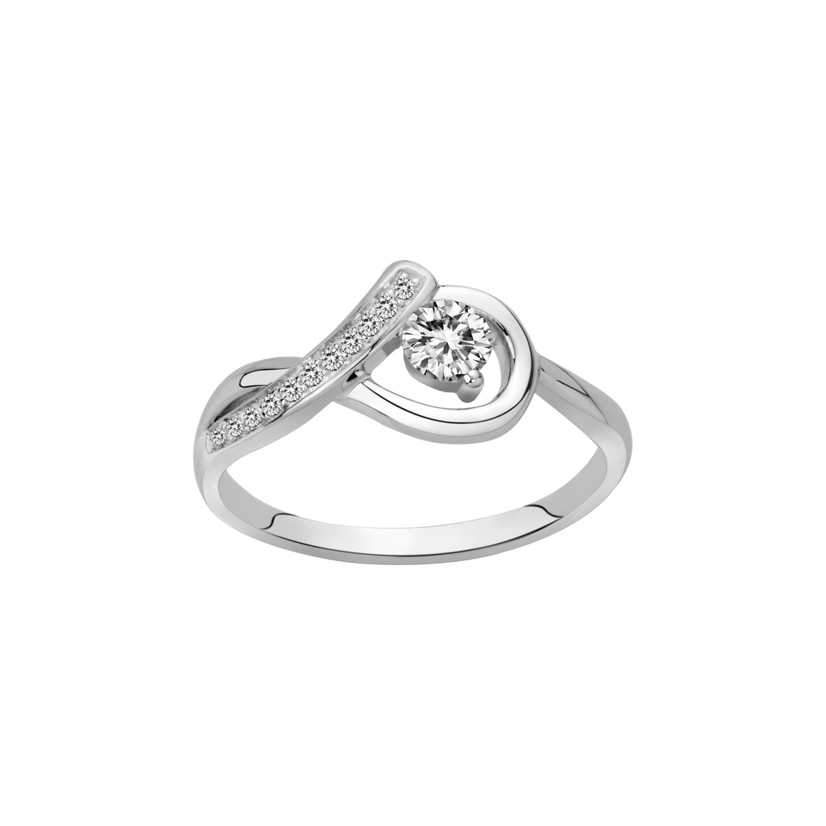 Bague de fiançailles en Argent avec oxyde de zirconium blanc