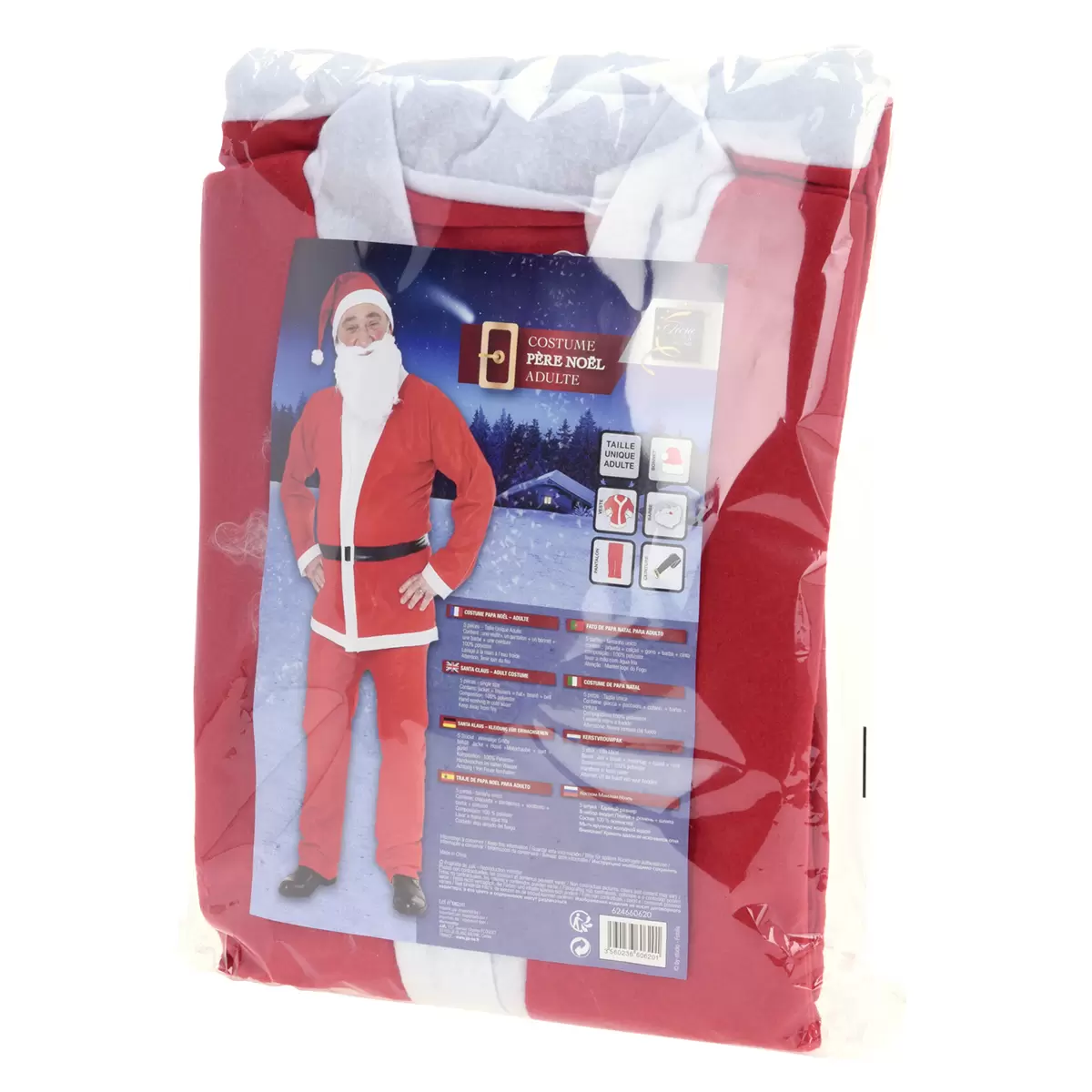 Weihnachtsmann-Kostüm Santa weiss,rot