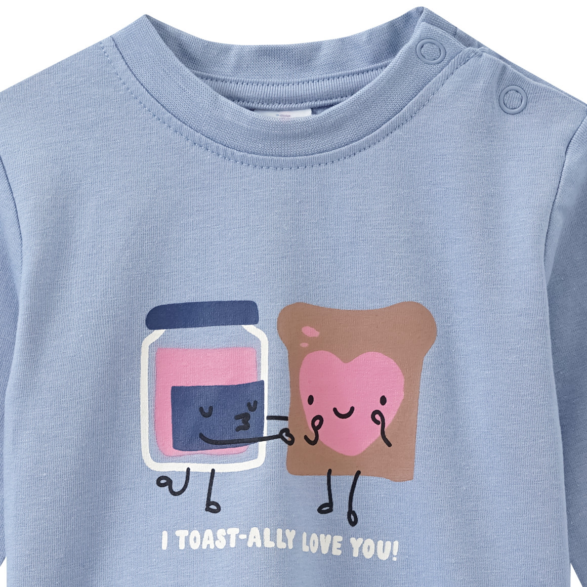 Topomini Newborn Langarmshirt mit Frühstücks-Print hellblau