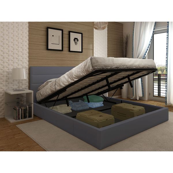 Ideia Home Design Cama de Casal Starlight e Estrado Elevatório Cinza 200x180 cm