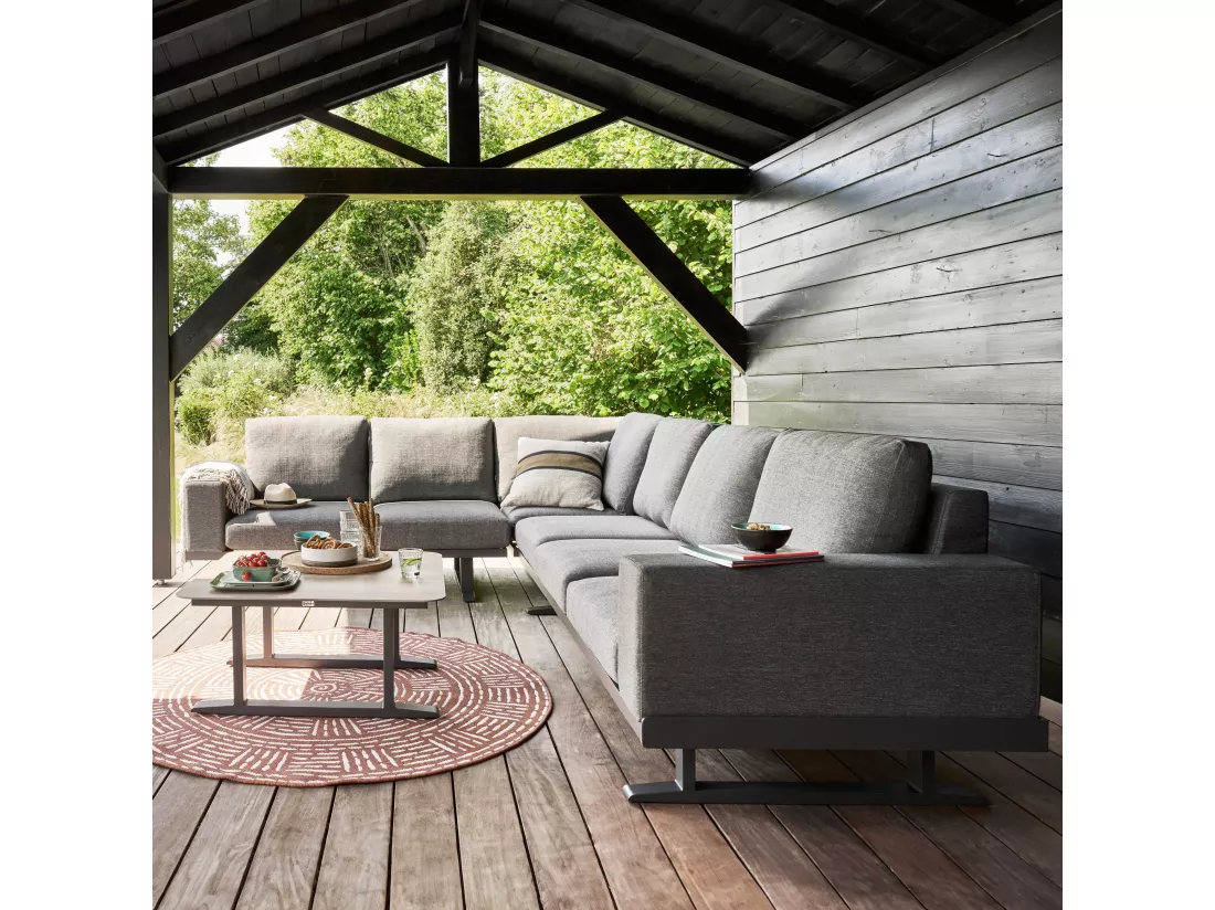 Salon de jardin d'angle 5 places gris