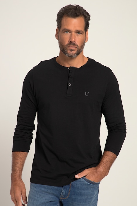 JP 1880 Henley, Basic, Shirt, Langarm, Knopfleiste, bis 8XL