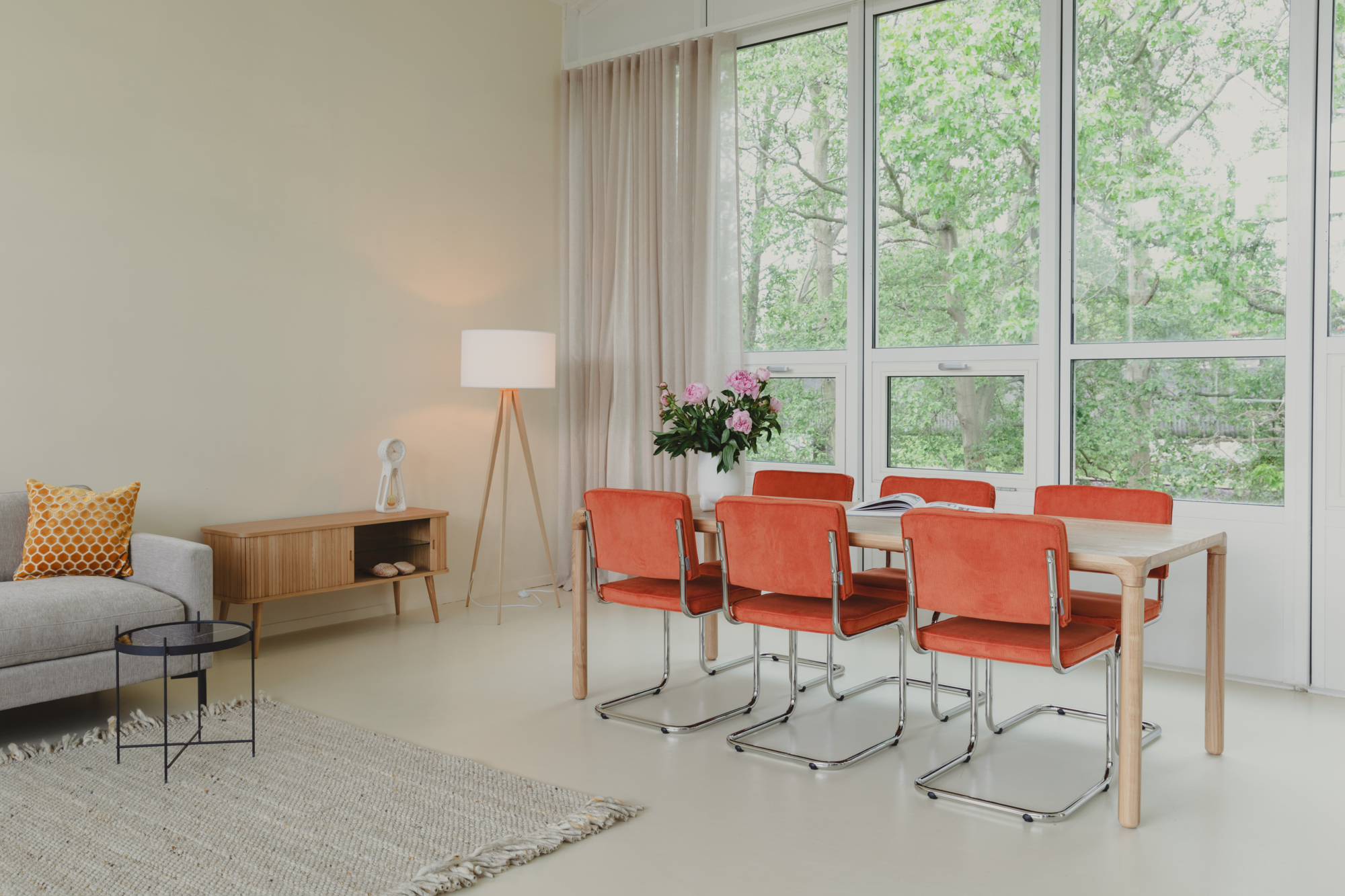 Eetkamerstoel RIDGE RIB oranje - set van 2