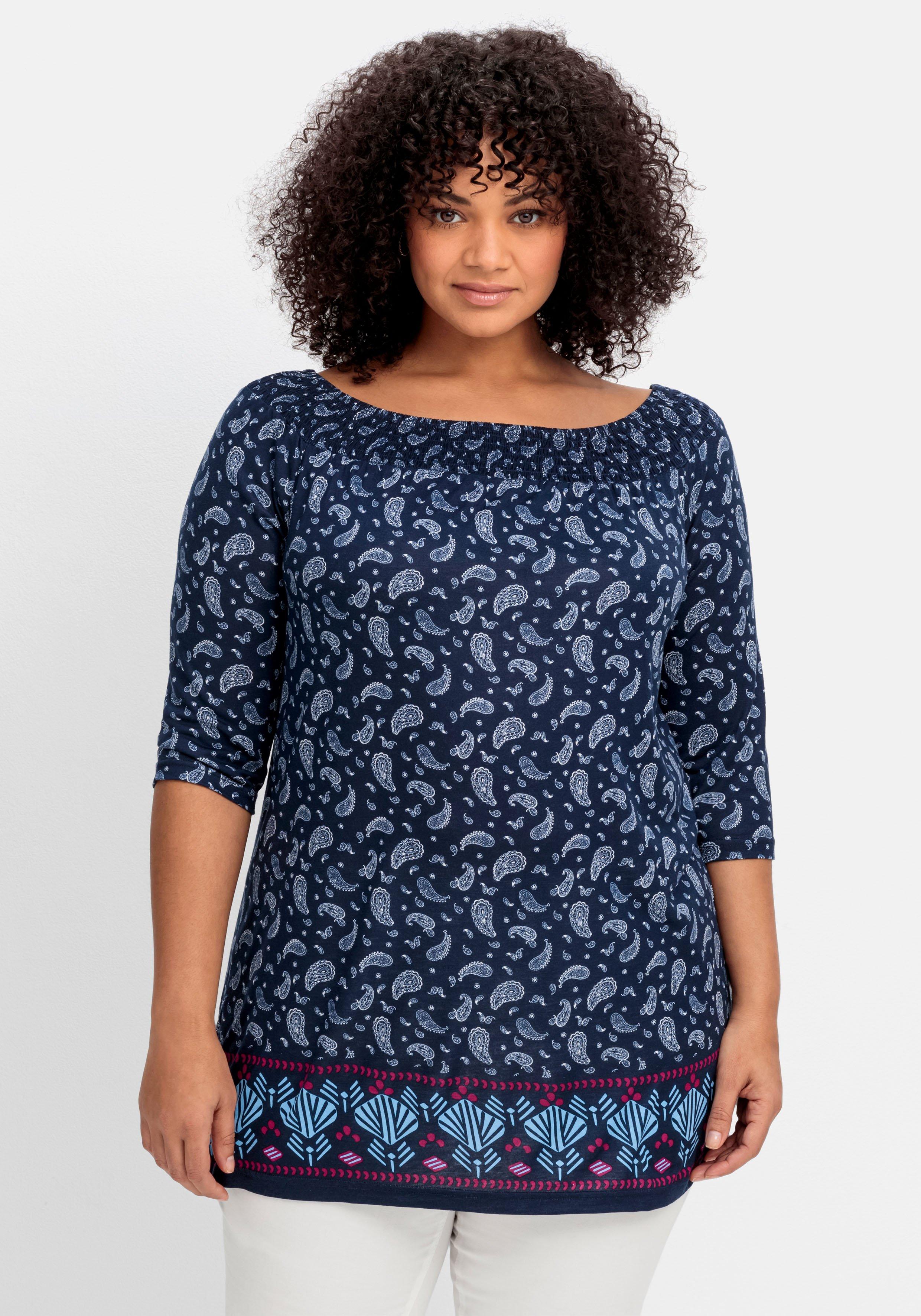 Carmenshirt mit Paisleymuster und 3/4-Arm