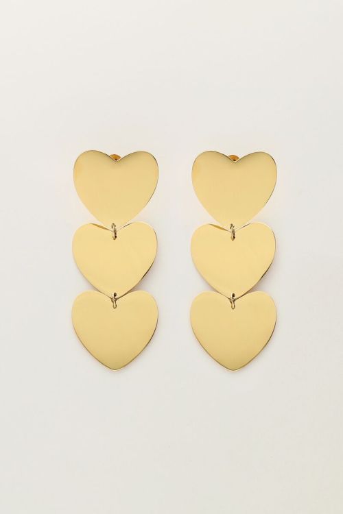 Statement oorhangers met drie hartjes