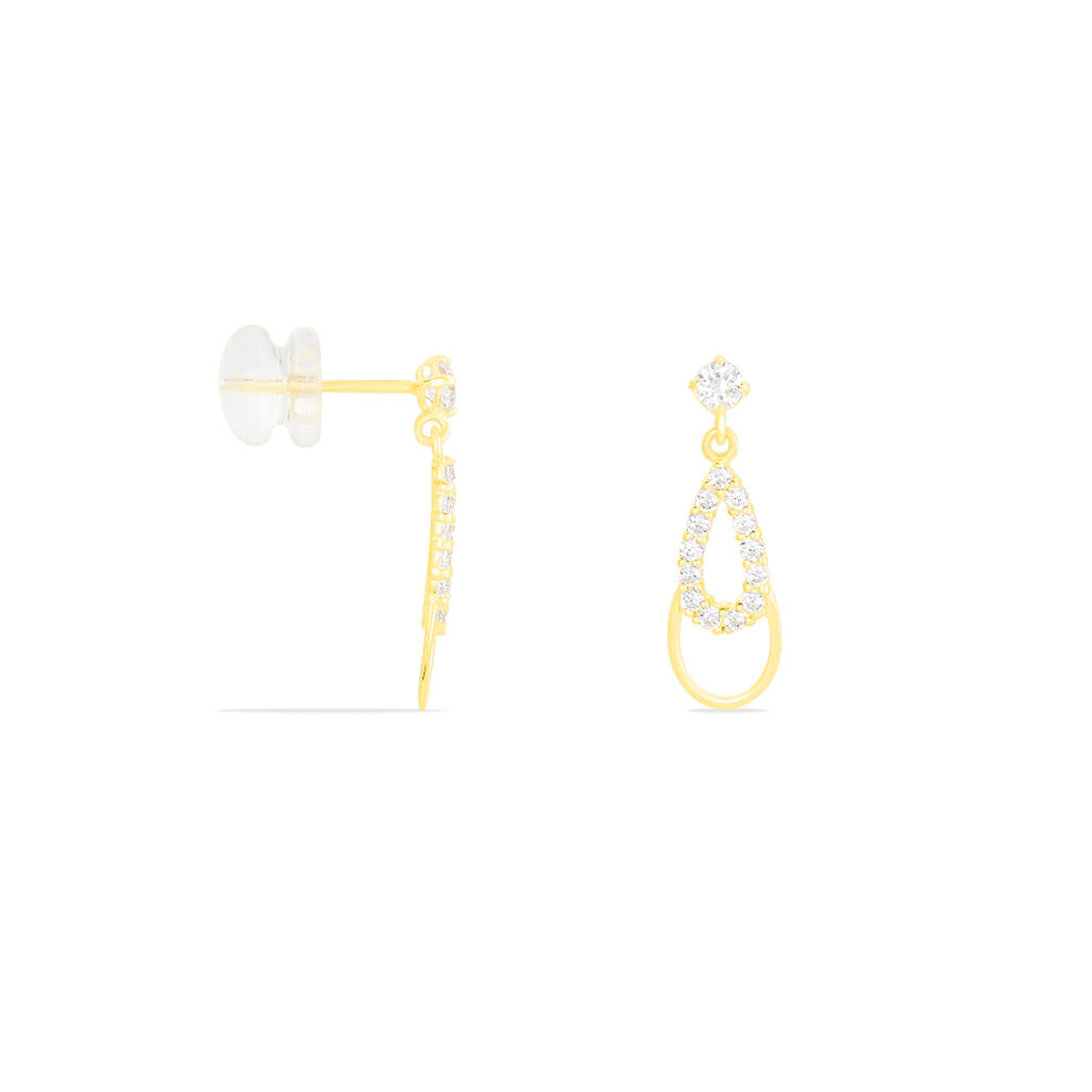 Boucles D'oreilles Pendantes Britain Or Jaune Oxyde De Zirconium
