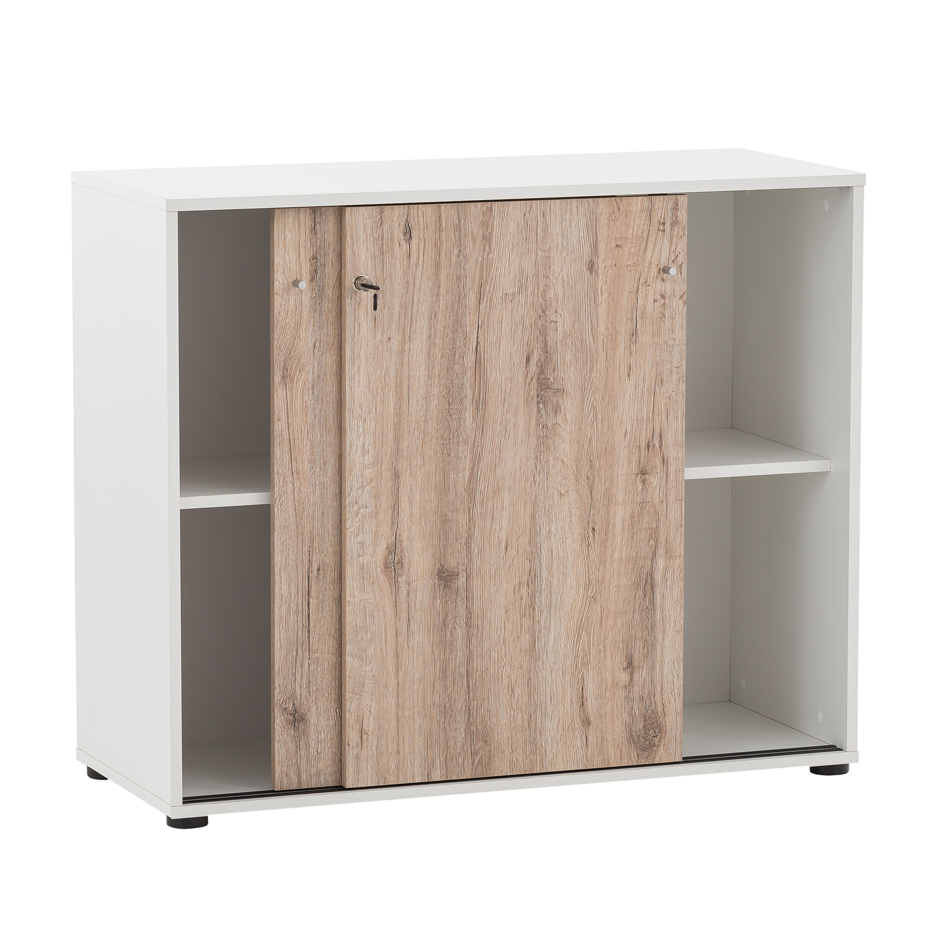 Aktenschrank - weiß-Wildeiche - abschließbar