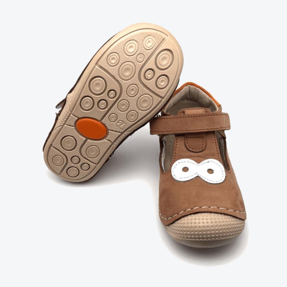 Small Foot Lauflernschuhe - Big Eyes - Braun/Orange