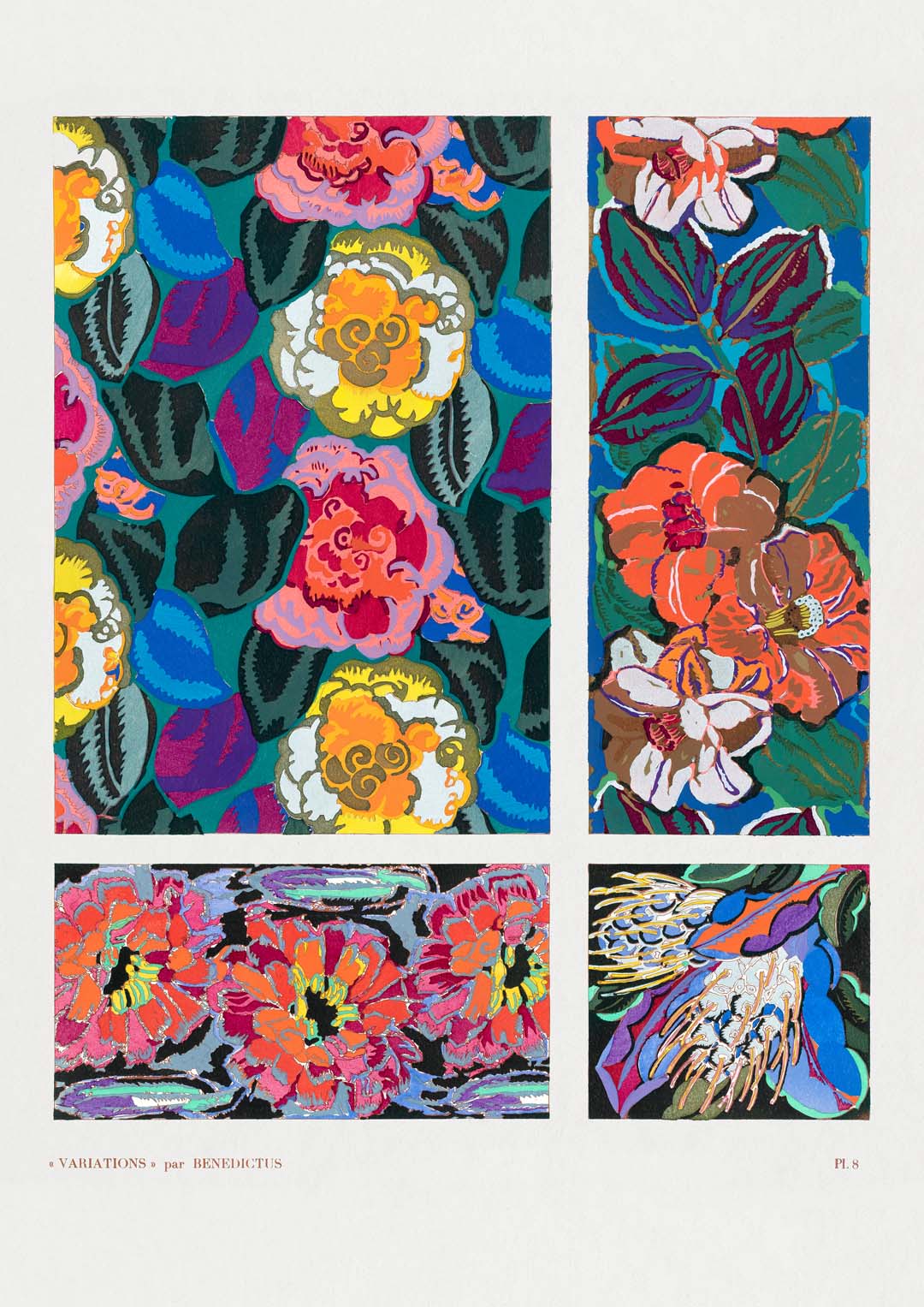 Vintage geometrische Blumenart -Deco -Muster, Variation 8 von Édouard Bénédictus
