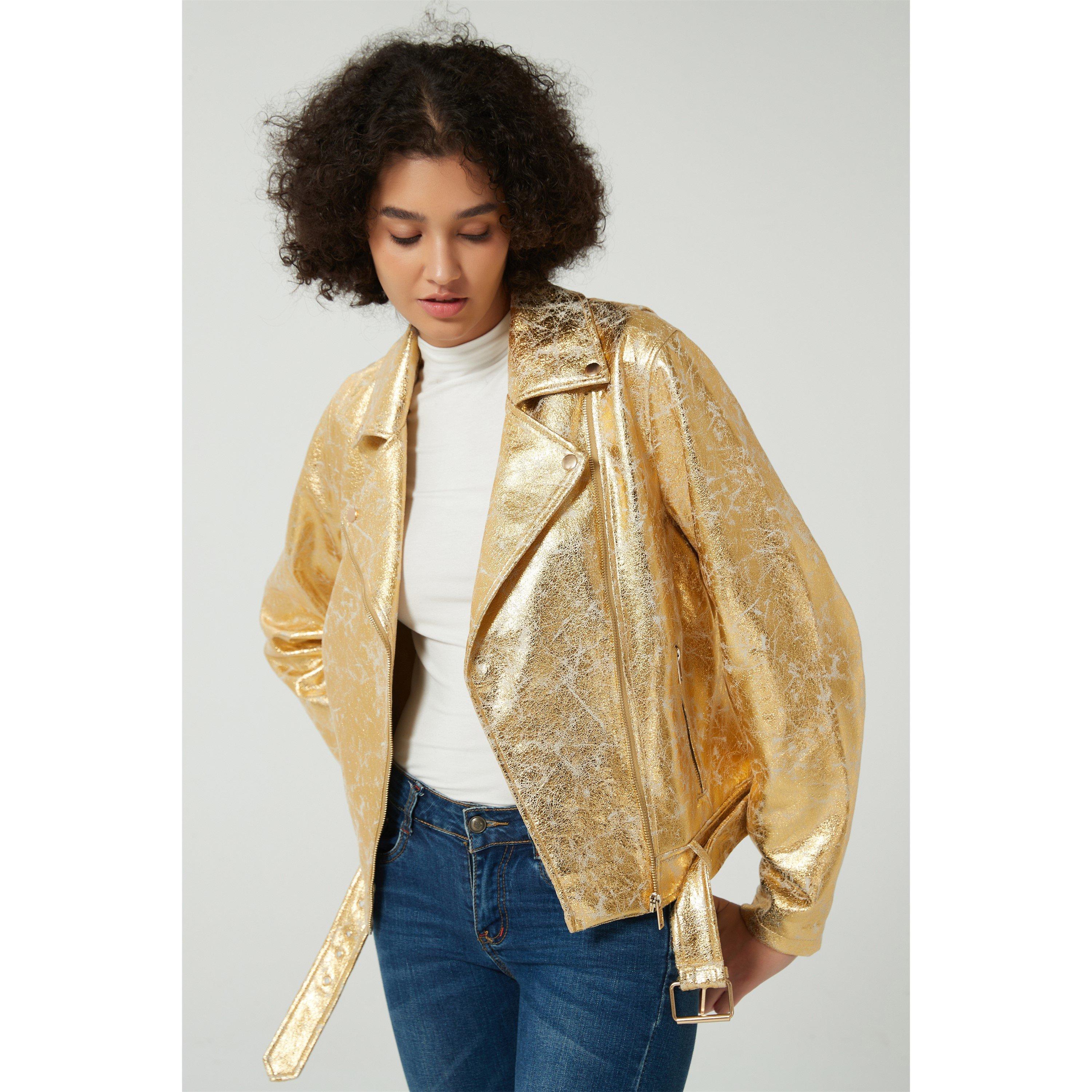 Be You B Metallic Biker Jacket